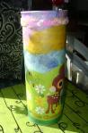 Springtime decorated pringles can.